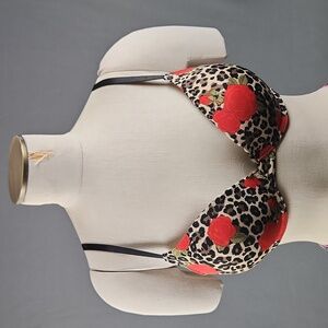 Rose and Leopard Print Bra - Underwire with medium padding- Size 36C